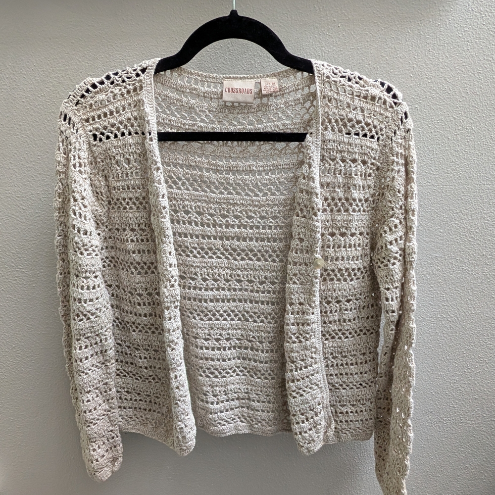 Crossroads Open Knit Cardigan in Cream